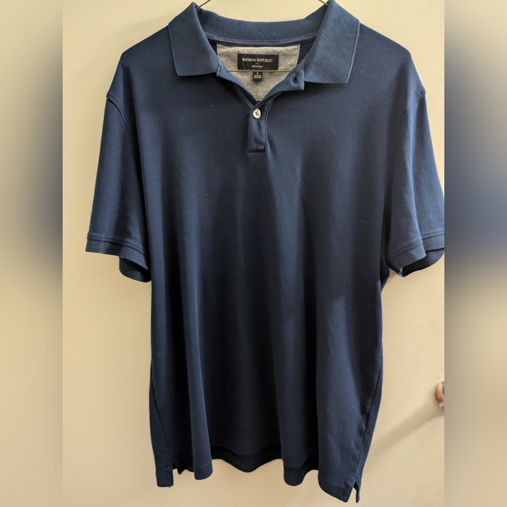 Banana Republic Navy Polo Shirt Men's Large College Prep School Fraternity Fall
